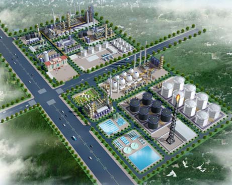 化工企業(yè)全景效果圖鳥(niǎo)瞰圖設(shè)